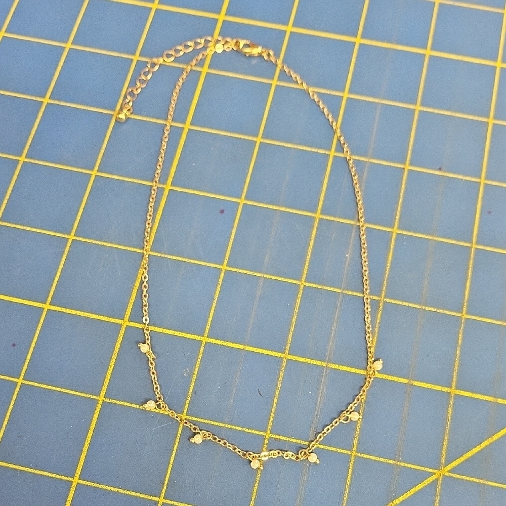 Pearl Faux Gold Tone Link 16" + 2.5" Extension Necklace